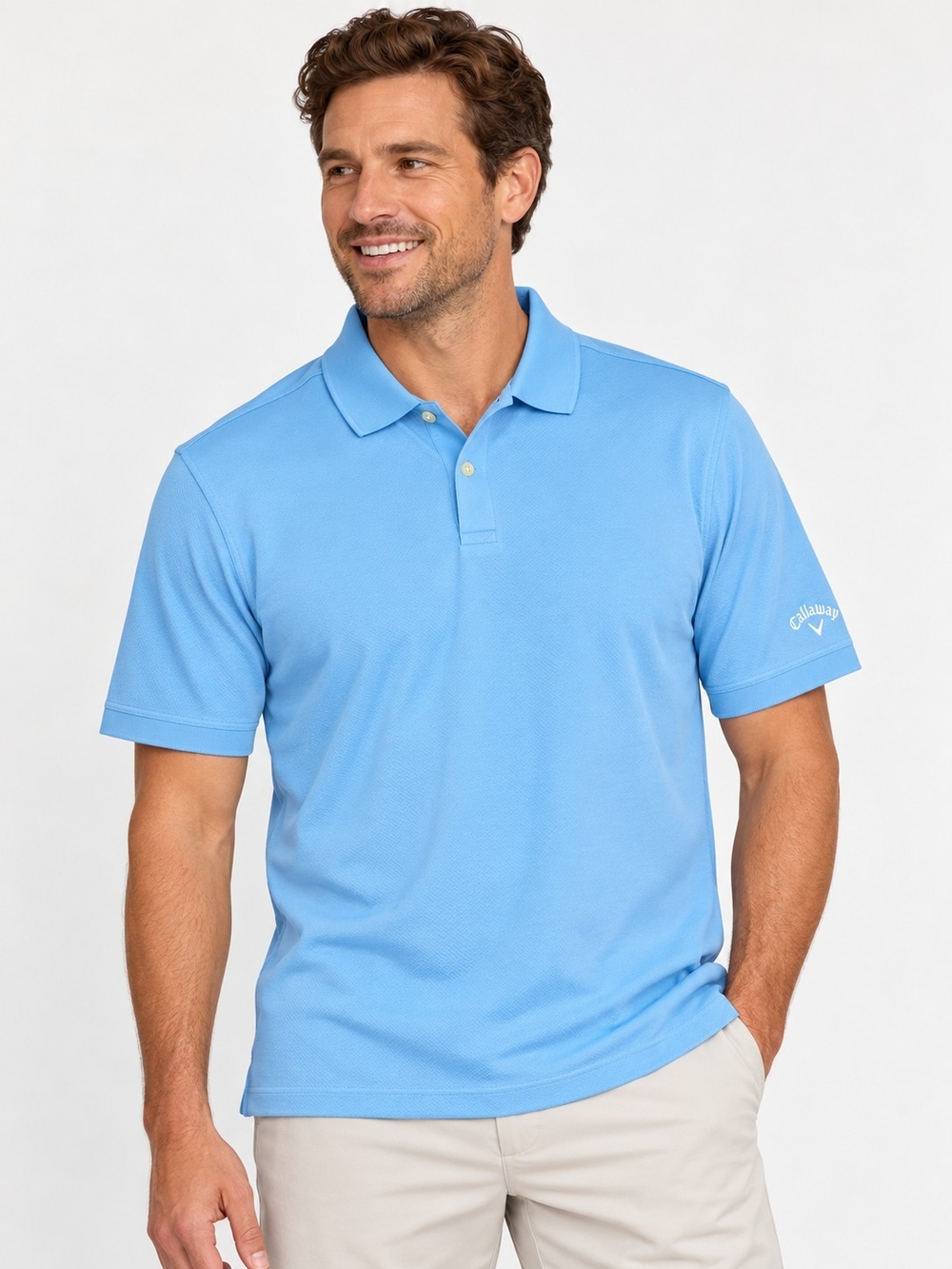 Callaway Golf Sport Polo Shirt Mens Medium Blue 100% Cotton Short Sleeve NWT